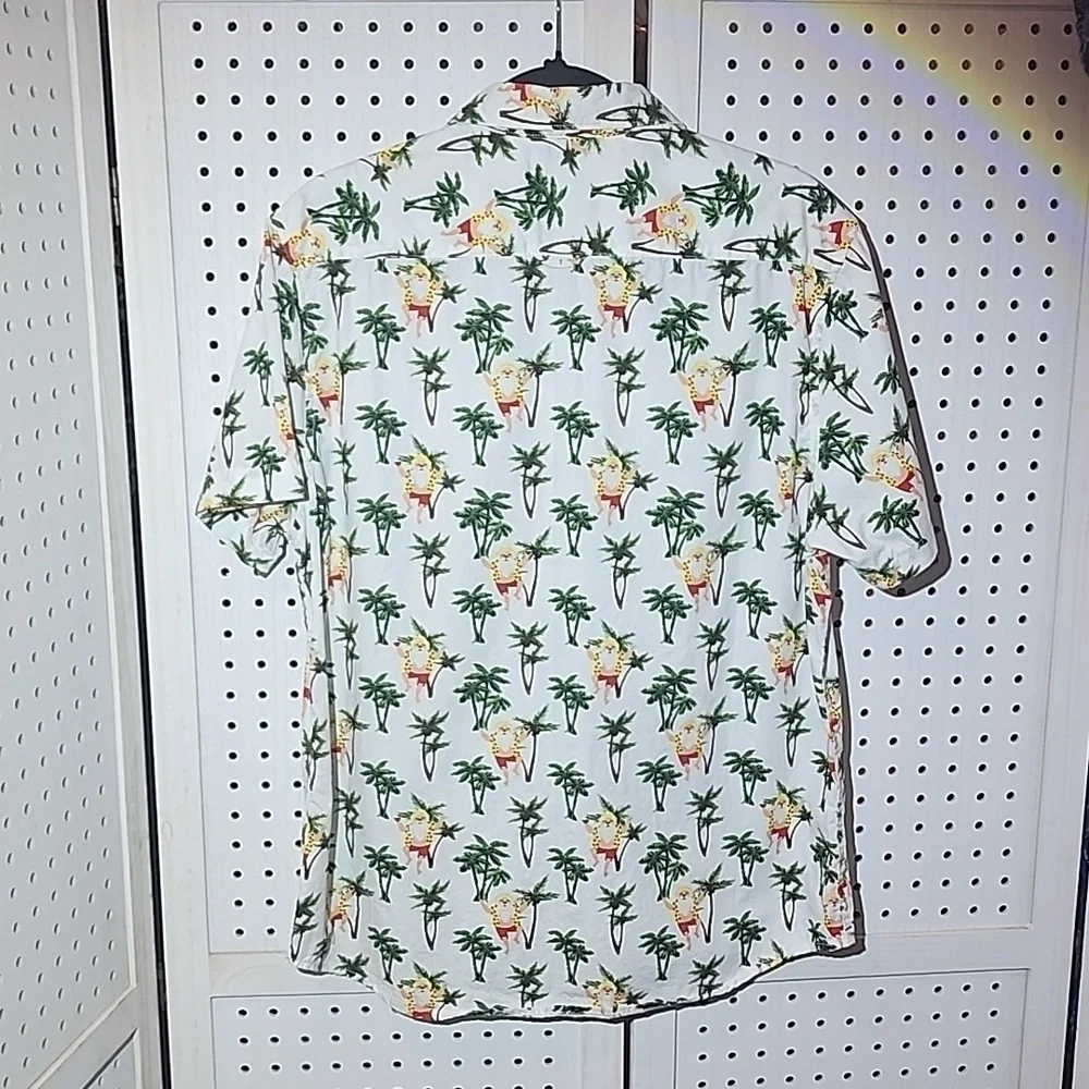 Ricky Singh Denim & Flowers Button Up Shirt Santa Hawaiian Christmas Large - Picture 5 of 6